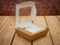 EKO KRAFT krabička - kartonová nádoba s víkem 14 x 14 x 4 cm, vyklápěcí víko
