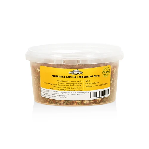 Rajče s bazalkou a česnekem (kbelík 200 g)